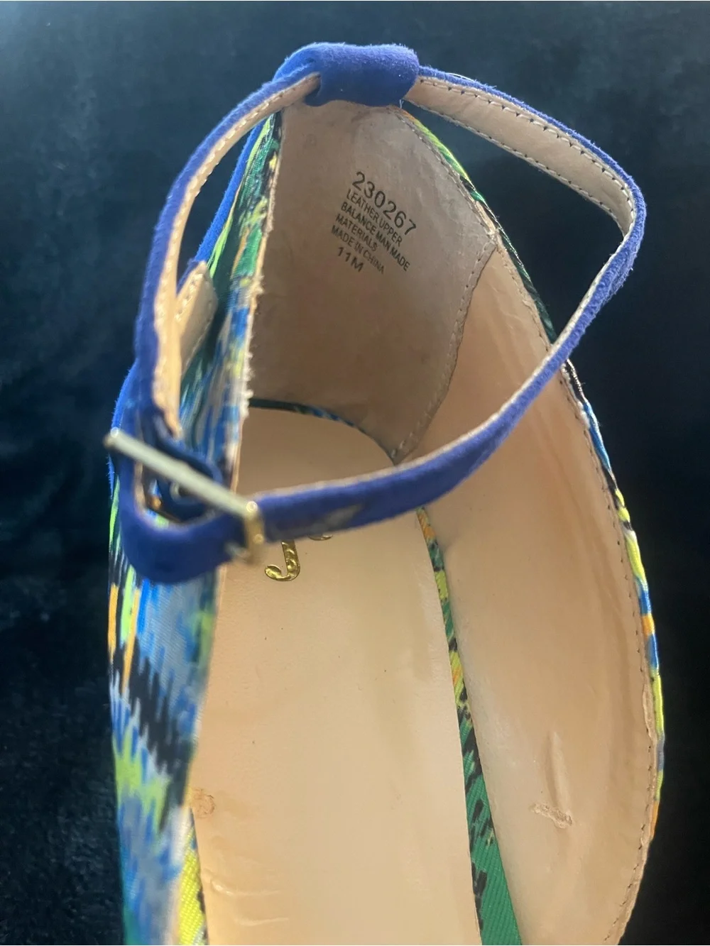 Blue Open-Toe Espadrille Heels with Multicolor Accent